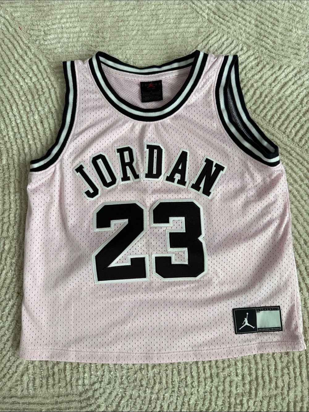 Jordan Kids Pink Sleeveless Basketball Jersey with Black Trim